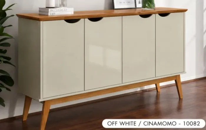 BUFFET 4 PORTAS OFF WHITE/CINAMOMO (NOVO)
