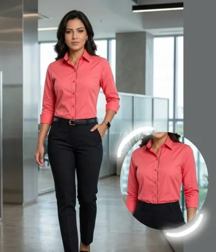 Camisa social salmão fakini