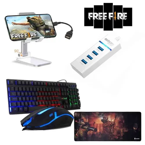 Kit Gamer Mobilador Teclado Mouse Para Celular Free Fire