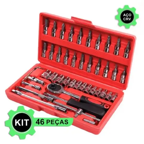 Kit Chaves Jogo Catraca Reversível 46 Peças