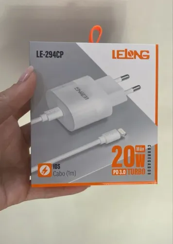 Carregador Lelong Ios x Tipo C Super Power 20W LE 294CP  Rápido -Loja Coimbra Computadores