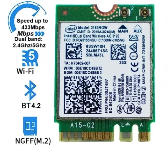 Placa de internet Wireless Wi-fi Intel Ac3165 Ngw para notebook e PC