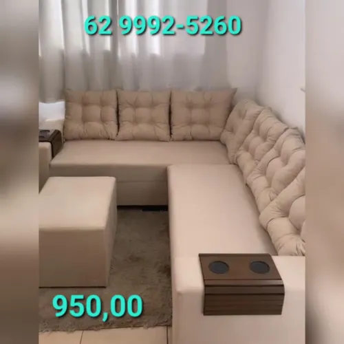 Sofá de Canto em L - Bege