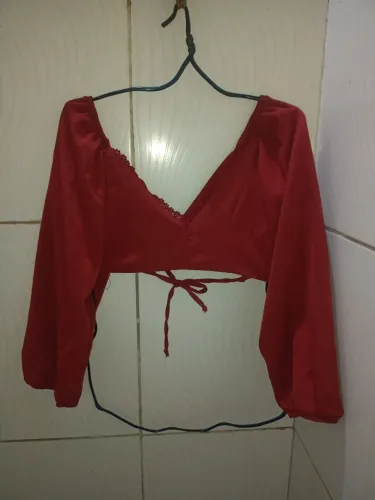 Blusa Cropped Mangas Bufante Feminino M