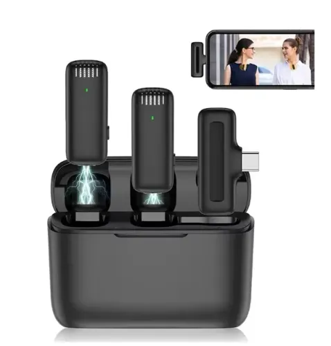 Microfone lapela sem fio J13 portátil com caixa de carregamento, redução de ruído, Tipe-C