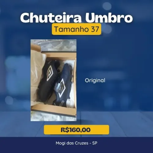 chuteira umbro, nova azul marinho, tamanho 36