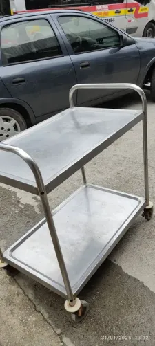Carrinho INOX industrial de serviço 85x50 centímetros"LEIA"