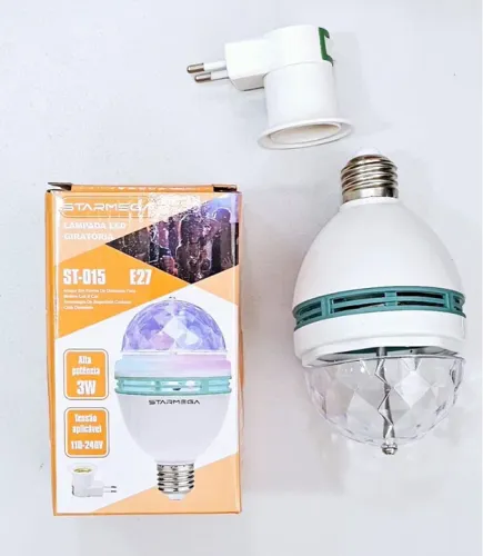 Lâmpada LED Giratória E27 - Iluminação Festa e Ambiente