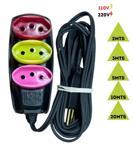Extensão Elétrica Rabicho Plug Plus 2M, 3M, 5M, 10M 
