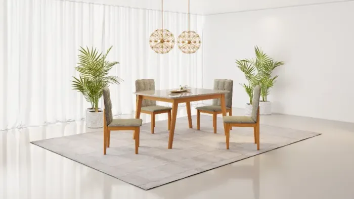 Fabulosa Sala de Jantar Elegância 4 Cad Ágata-Entrega e montagem Grátis Fortaleza