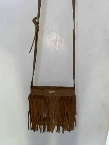 Bolsa de Ombro com Franjas Marrom