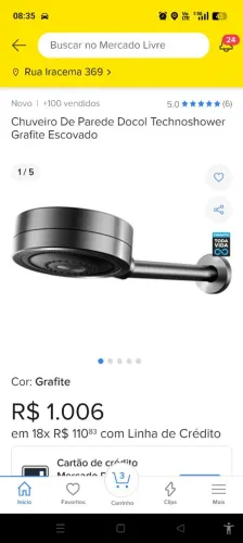 Chuveiro De Parede Docol Technoshower Grafite Escovado