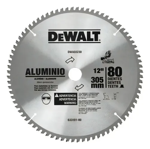  LAMINA DISCO DE SERRA DEWALT 12POL 80 DENTES ALUMINIO 