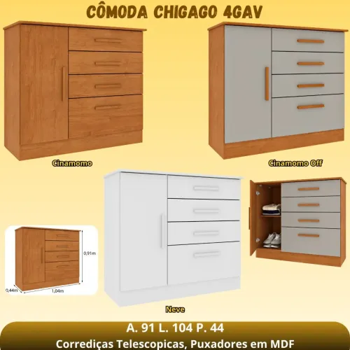 Cômoda 4 gavetas 1 porta Promoção