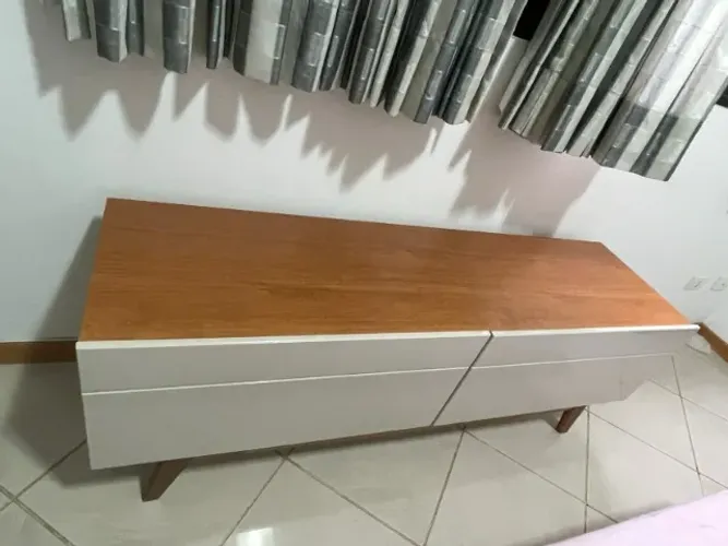 Rack Moderno 1,40 MDF Off White Nature Novo FRETE E MONTAGEM GRÁTIS