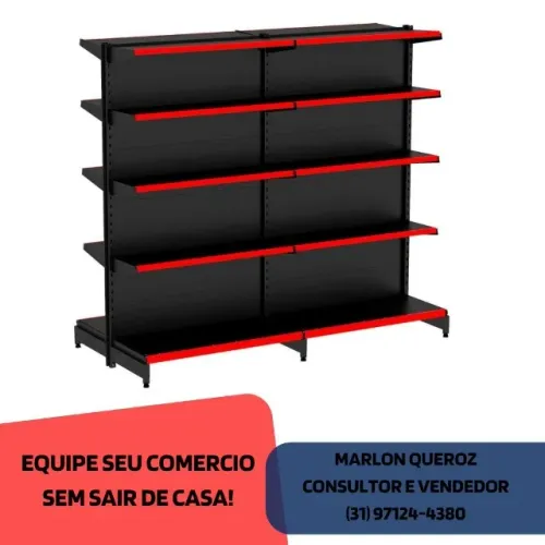 Gondola Central Preta 30x40 5 Bandejas Nova