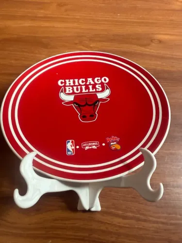 prato bulls c/ suporte nba ceramica qualidade sucesso prosperidade 21x21cm basquete melhor