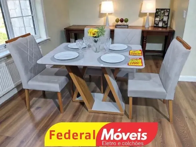 Mesa de jantar1,20x90cm 4 cadeiras