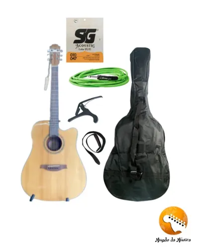 KIT VIOLONISTA : VIOLÃO BENSON + CAPA + ENCORDOAMENTO SG + CABO 3M + CAPOTRASTE + CORREIA