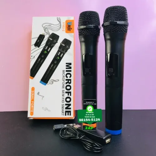 Microfone Duplo Sem Fio Vmick - Entrega Imperdivel 