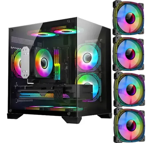 Gabinete Gamer Gb1790 Hayom 4 Fans Rgb Micro-atx Vidro Temp Cor Preto