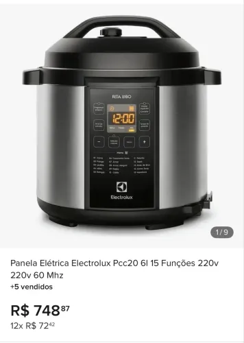 Panela Elétrica Electrolux Pcc20 6l 15 Funções 220v 220v 60 Mhz