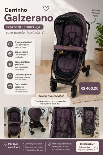 Carrinho de Bebê Galzerano Reclinável