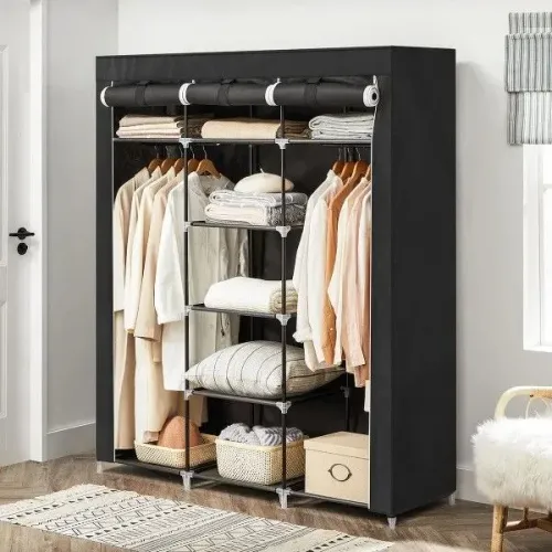 Guarda-Roupa Portátil com Prateleiras e Cabideiro | Ideal para Espaços Pequenos