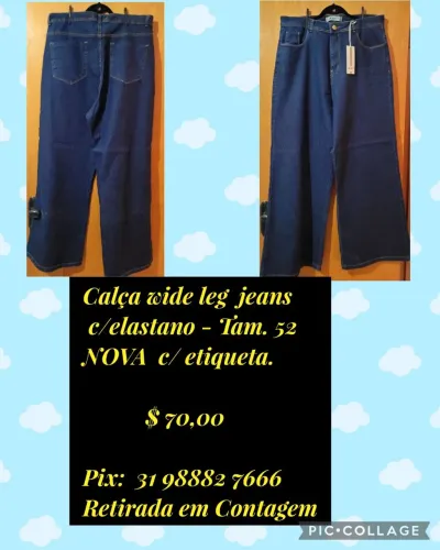 Calça jeans wide leg plus size NOVA