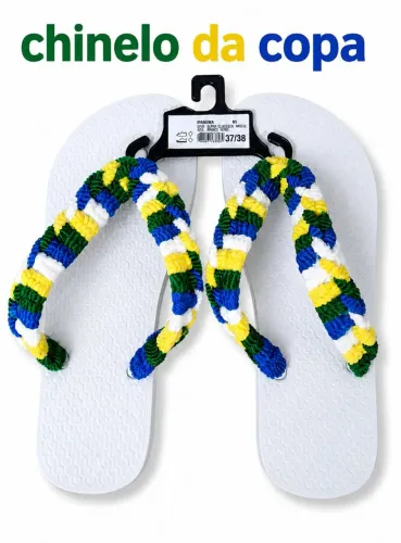 CHINELO BRANCO FEMININO COPA DO MUNDO CUSTOMIZADO BRASIL   37 