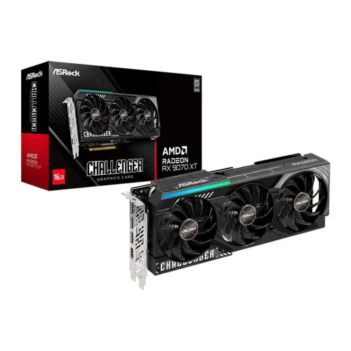 Placa de Vídeo ASRock Radeon RX 9070 XT Challenger, AMD, 16GB GDDR6 256 Bit - Lacrada