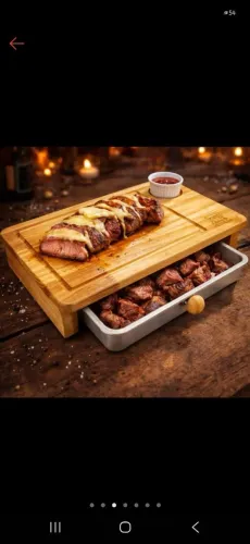 Tábua para churrasco com bandeja 