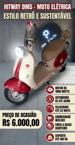 Vendo Moto Elétrica HITWAY DM5 1000W