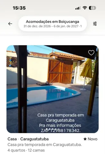 CASA COM PISCINA PRA TEMPORADA,FIBAIS DE SEMANA E FERIADOS EM CARAGUATATUBA.