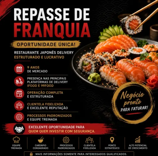 Repasse de franquia de restaurante japonês delivery