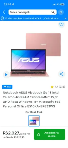 Notebook asus vivobook