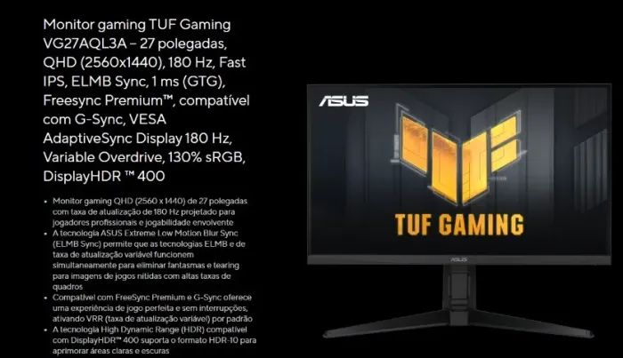 MONITOR 27- ASUS TUF GAMING QHD 2K