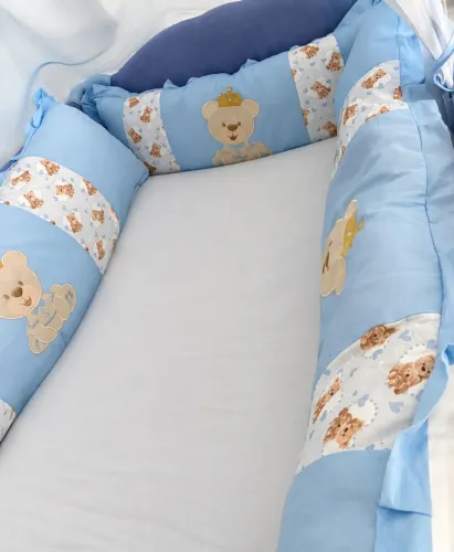 kit berço protetor lateral urso azul