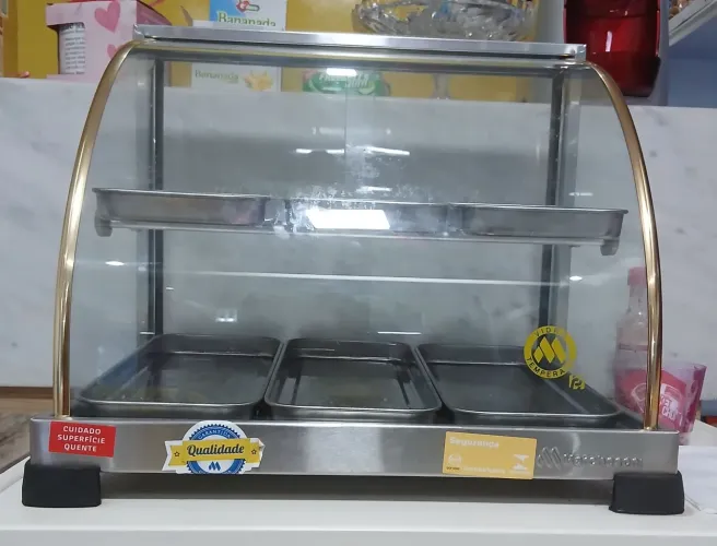 Estufa expositor para salgados 6 bandejas
