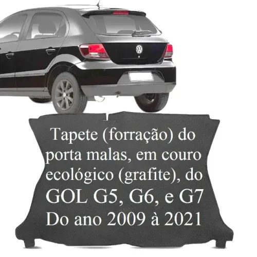 Tapete (forração) porta malas do Gol G5, G6, e G7 (2009 à 2025) em couro ecológico grafite
