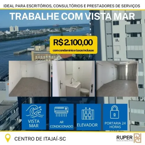Sala comercial centro de itajaí com vista Mar