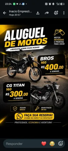 Aluguel de moto para quem quer ganhar um dinheiro na Uber moto *1