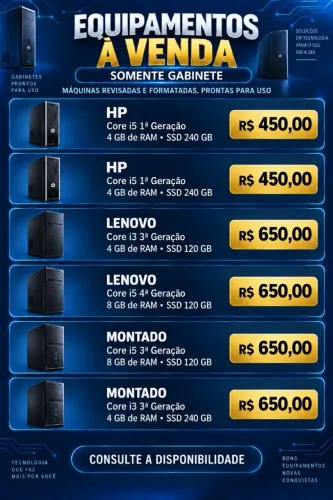 Computador. Máquinas revisadas e formatadas. Valores na imagem.