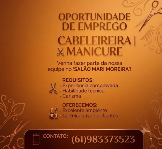 Contrata-se cabeleireiro(a) e manicure.