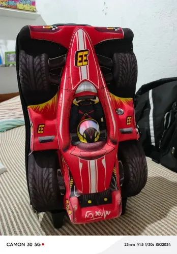 Mochila de Rodinhas Infantil Max Toy F-1 Power Vermelha