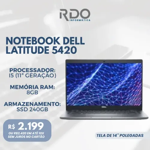 Notebook Dell 5420 Profissional 8GB RAM