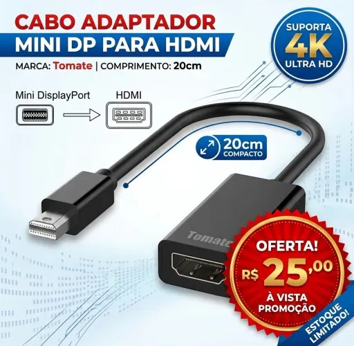 Conversor Mini Displayport / Thunderbolt Para HDMI Full HD 4K - Knup em São Luís ma