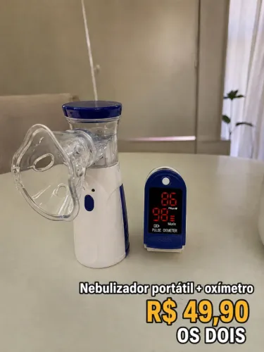 Nebulizador inalador portátil + oxímetro