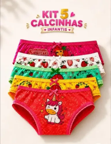 Kit com 10 calcinhas infantil sublimadas 100% algodão veste de 1 a 3 anos 