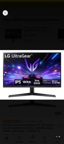Monitor LG ultraguear 180hz, 27 pol, 1ms, ips